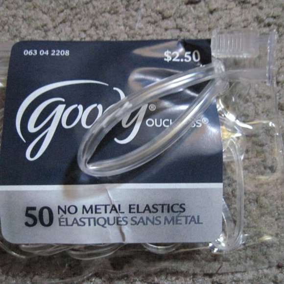 50 Goody Value Pack Clear Ouchless No Metal Small Poly Elastic Hair Bands Pouch - Picture 6 of 10